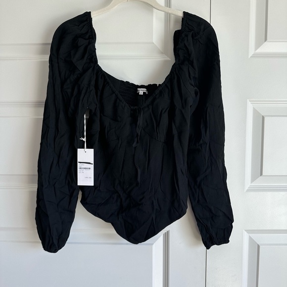 Reformation The Rya Gathered Neckline Long Sleeve Top Size 10- NWT - Picture 3 of 6